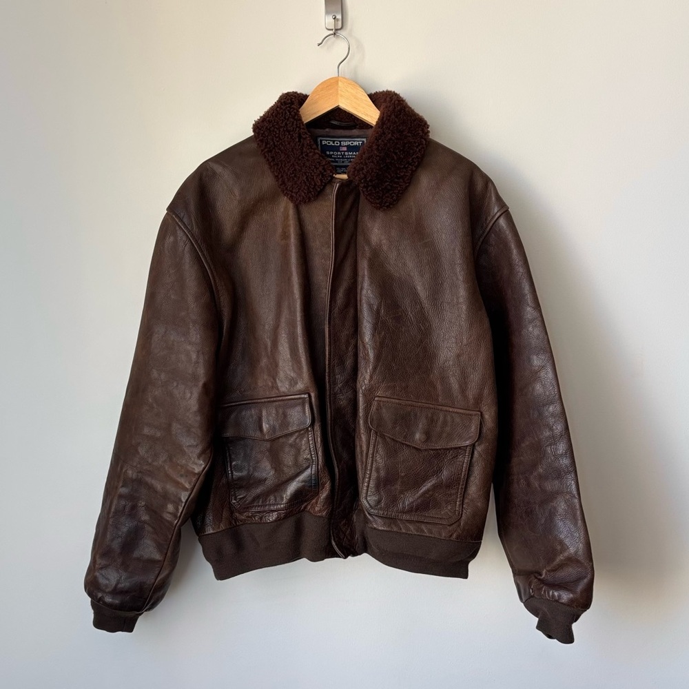 Vintage Polo Ralph Lauren G-1 Leather Jacket Men’s L Shearling Bomber Flight